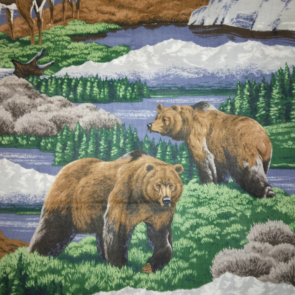 FABRIC Cranston VIP Cotton Fabric Wildlife Bear Wolf Deer Big Horn Sheep